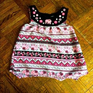 Toddler girls pink elephant chiffon tank top